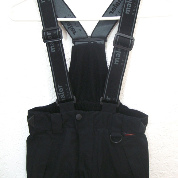 MAIER Germany Ski Pants KIDS Black Gray Suspenders Snow Board Euro 140 US 8-10 - Picture 2 of 8